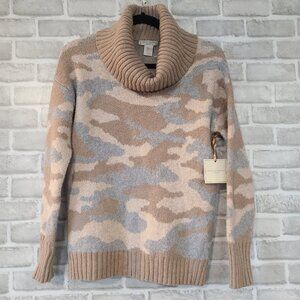 Christian Siriano NY Oversized Cowl Neck Sweater in Camo Women's Size XS NWT